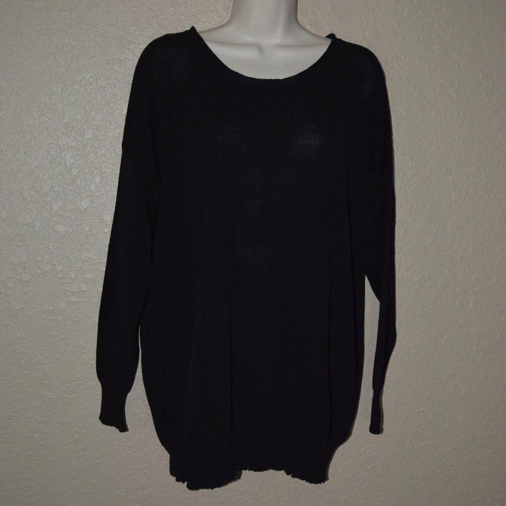 Sz 2 S M L Tomas Maier Black Oversized Cotton Long Sleeve Sweater